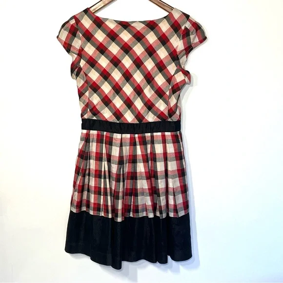 Dear Creatures plaid fit & flare mini dress, lined, round neck, small - Picture 5 of 7